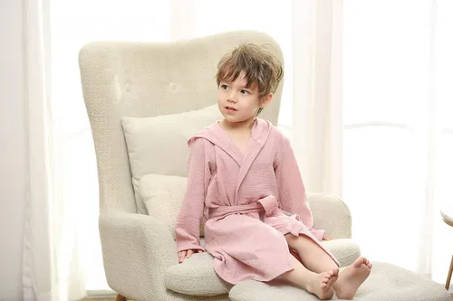 Miniatura 5 de Bata de baño de algodón orgánico, suave y transpirable, bata de bebé para niños, bata de muselina con capucha para niños y niñas