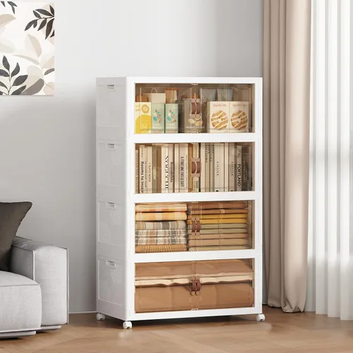 Miniatura 13 de SAILUN 321QT/80Gal Contenedores de almacenamiento apilables con tapa, contenedores de almacenamiento plegables con puertas, armario plegable
