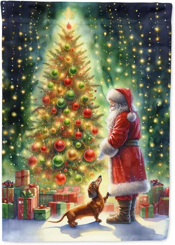Miniatura 115 de Caroline's Treasures DAC4159CHF - Bandera de casa de Husky siberiano y Papá Noel para porche, grande, para colgar en la pared, poliéster