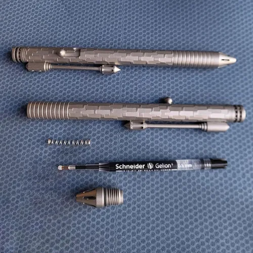 Miniatura 5 de Titanio TC4 Multifacético Meteorito Portátil Pluma Táctica Llavero Pluma 5.7