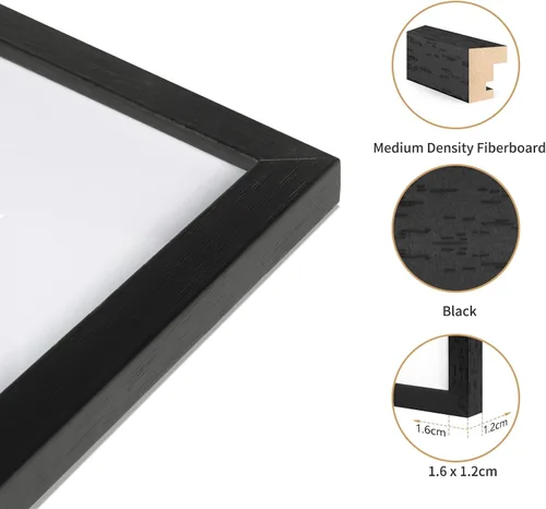 Miniatura 2 de ATOBART Juego de 3 portarretratos de 4 x 6, marco de fotos de madera negra para pared y mesa, se adapta a 3.5 x 5 pulgadas con paspartú o 4 x 6 sin