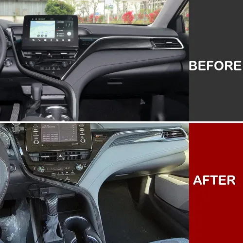 Miniatura 5 de Kadore - Molduras de tiras para la consola central delantera interior de carbono fibra para Toyota Camry 2018 2019 2020 2021 2022 2023 2024