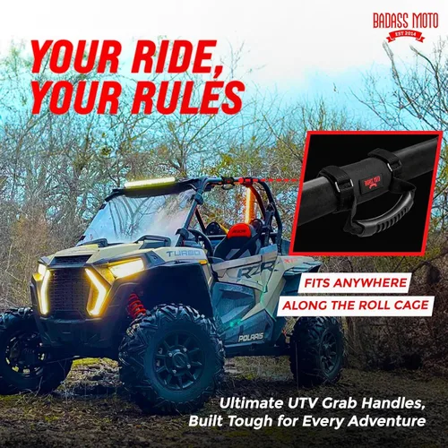Miniatura 5 de Badass Moto Asas de agarre de barra antivuelco - Asas de agarre SXS, ATV y UTV Negro 2-PK
