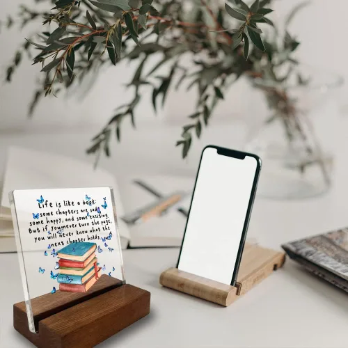Miniatura 5 de vizuzi Letrero inspirador para decoración de escritorio de oficina en casa, regalo inspirador para amantes de los libros, mariposa, acrílico
