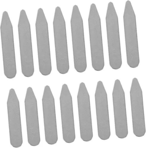 Stiffen Your Dress Shirts 16pcs Collar Stays para hombres de manga larga camisas de vestir insertos de metal, plateado