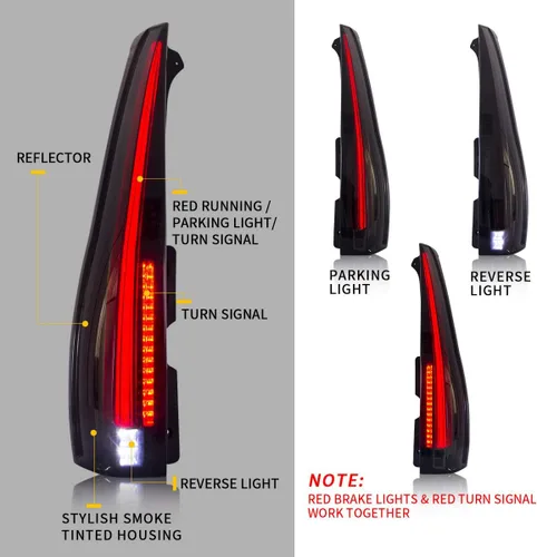 Miniatura 2 de YUANZHENG Conjunto de luces traseras LED completas para [Cadillac Escalade 3ª generación SUV 2007 2008 2009 2010 2011 2012 2013 2014] Lámpara Humo