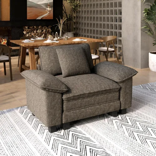 SUNSHINE VALLEY Silla decorativa de gran tamaño de 53.5 pulgadas, sillón modular de felpilla con reposabrazos y almohada más anchos, sillón moderno