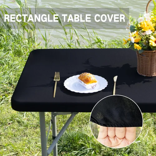 Miniatura 3 de Mantel de mesa rectangular de 4 pies con ajuste elástico, mantel de elastano elástico de 4 pies para mesas de comedor, para interiores y exteriores