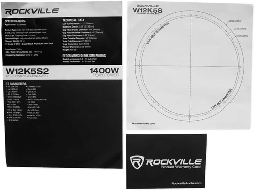 Miniatura 8 de Rockville K5 W12K5S2 1400W Pico/350W RMS 2 Ohm 12 pulgadas Subwoofer de audio para automóvil, cono de alta eficiencia, construcción duradera, fácil