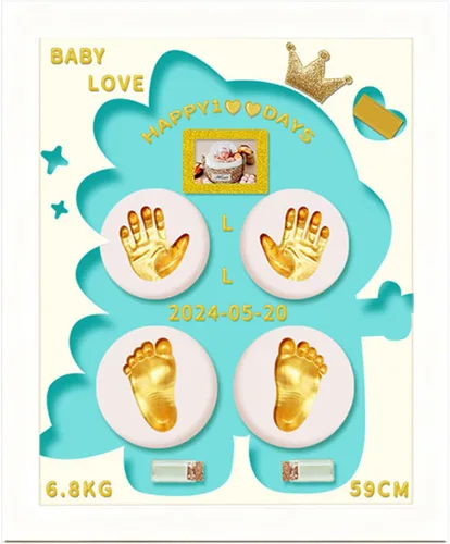 Miniatura 11 de MCstars Kit personalizado de mano y huella de bebé, pies de recuerdo y huellas de manos para recién nacidos, regalo para baby shower, Navidad