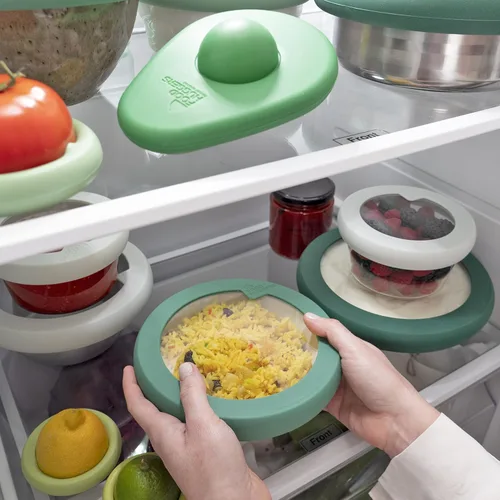 Miniatura 4 de Food Huggers Tapas de repuesto para recipientes de almacenamiento de vidrio, tapas de silicona y vidrio que no se agrietan, se adapta a la mayoría