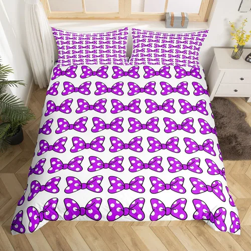 Miniatura 28 de Juego de funda de edredón con lazo de dibujos animados para niños, tamaño individual, juego de ropa de cama de mariquita, escarabajo, insecto
