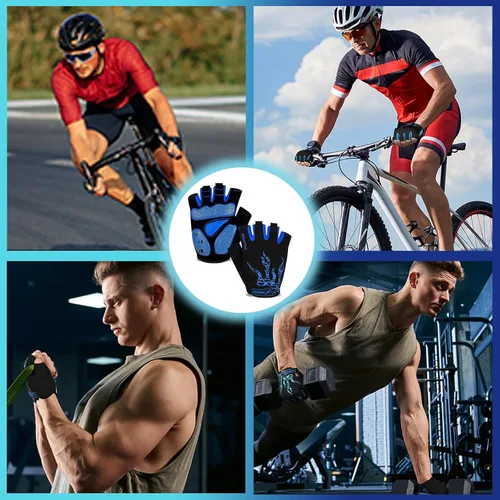 Miniatura 5 de MOREOK - Guantes para bicicleta de montaña (MTB) y ciclismo de descenso (DH), para hombres, de medio dedo, con almohadilla de gel que absorbe