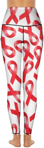 Miniatura 3 de Aids Day Awareness Red Ribbon Women's Yoga Pants High Waist Leggings with Pockets Gym Workout Tights