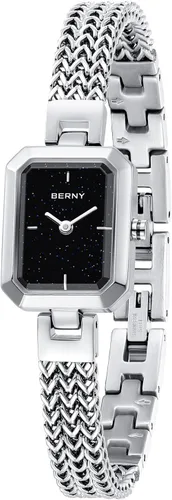 BERNY Relojes para mujer, fácil de cambiar el tamaño, reloj de pulsera para mujer, de acero inoxidable, de lujo, a la moda, pequeño, cuadrado,