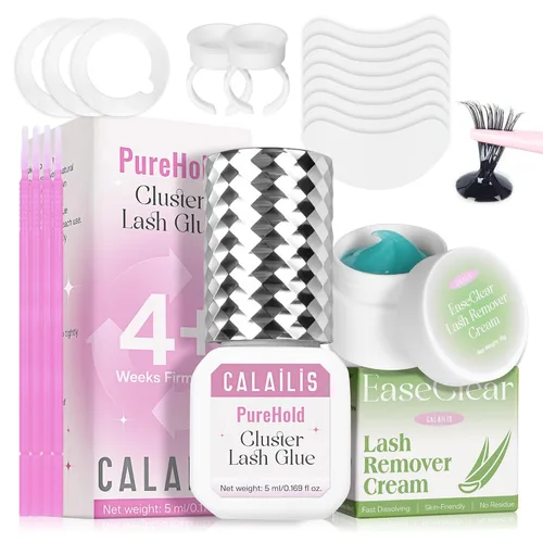 Miniatura 15 de CALAILIS - Pegamento para pestañas, pegamento para pestañas en racimo, pegamento para extensión de pestañas, unión súper fuerte de 48 horas