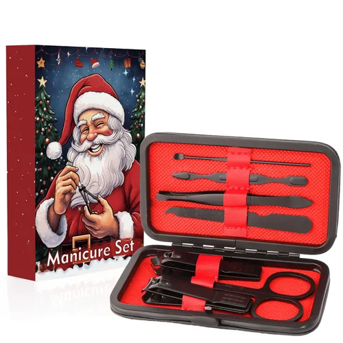 Miniatura 11 de Juego de manicura 7 en 1 de acero inoxidable para uñas, regalos para hombres, adolescentes, herramientas de pedicura con estuche para limpiar
