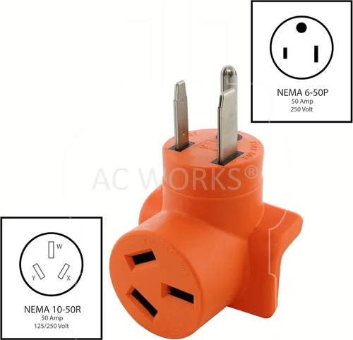 Miniatura 2 de AC WORKS [WD6501050] Enchufe de soldador 6-50P a 10-50R 3 clavijas 50A 125/250 voltios más antiguo secador/adaptador de rango