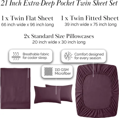 Miniatura 94 de Southshore Fine Living, Inc. Juego de 7 piezas de sábanas King divididas para cama ajustable, juego de sábanas King divididas con bolsillo de 21