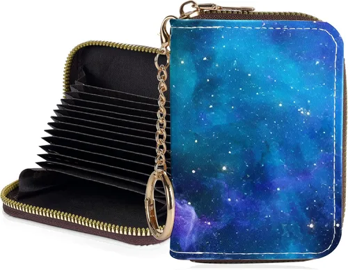 Miniatura 29 de Tarjetero de crédito para mujer, pequeña cartera RFID con cierre de llavero, bonita cartera de piel sintética, Huellas de patas en blanco y negro