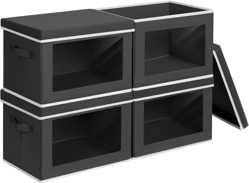 Miniatura 7 de Homsorout Contenedores de almacenamiento con tapas, organizadores pequeños de tela con ventana, contenedores de almacenamiento plegables para ropa