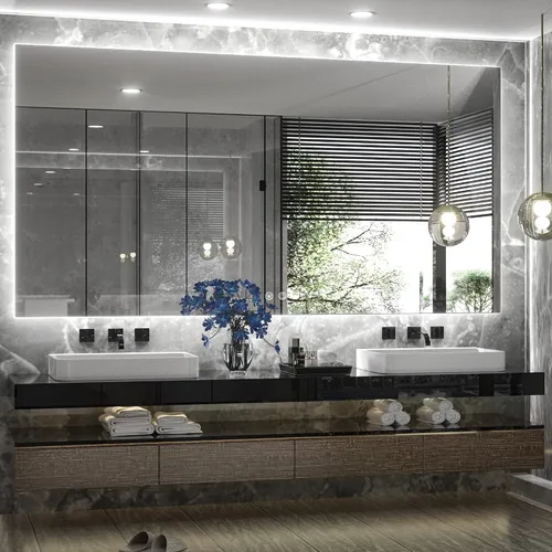 Miniatura 25 de TETOTE - Espejo retroiluminado para baño con luz, botón táctil regulable y función antivaho (horizontal o vertical)