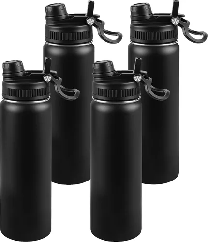 Miniatura 35 de Botella de agua aislada de 22 onzas, tapa 2 en 1 a prueba de fugas (sorbo/pajilla) + asa, botella de acero inoxidable para deportes, viajes, trabajo