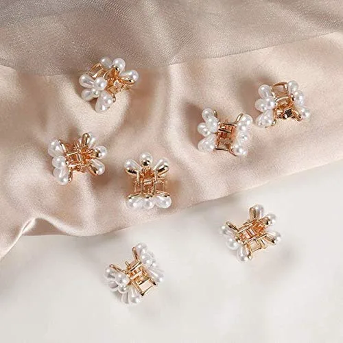 Miniatura 4 de 5 piezas de mini pinzas de perlas con diseño de flores para mujeres y niñas