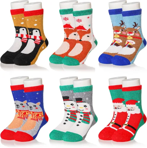 Eocom 6 pares de calcetines de invierno cálidos de lana para niños y niñas