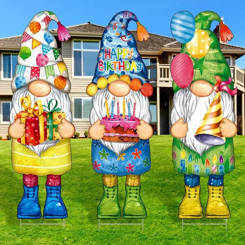 Miniatura 8 de Umigy 3 piezas de gnomo de otoño para decoración de patio con estacas de 32 x 10 pulgadas, decoración de jardín de otoño exterior para el hogar