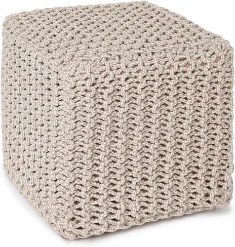 Miniatura 26 de REDEARTH Puf Otomano Redondo - Tejido a Mano con Cable Estilo Boho, Decoración del Hogar, Puf Circular, Reposapiés para Sala de Estar - Guardería
