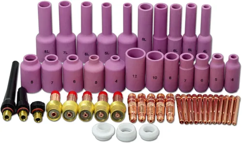 RIVERWELD TIG Lente de gas Collet Cuerpos 10N 45V Serie Gran Diámetro Largo Alúmina Boquilla Cerámica Tazas 10N 54N Serie Surtido Kit de Tamaño