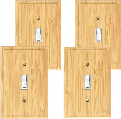 Miniatura 25 de Cubiertas de salida de madera maciza, placa de interruptor de luz de 4.8 x 3.14 pulgadas, placas de interruptor de bambú y cubiertas de Placa
