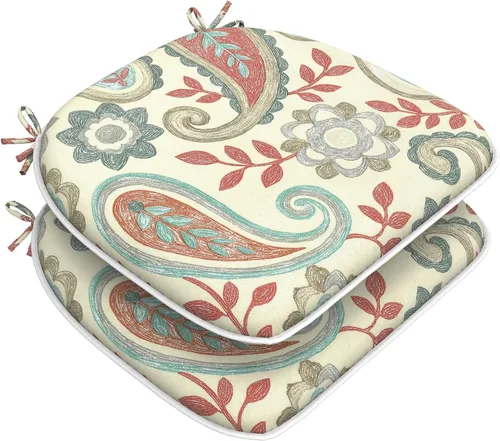 Miniatura 55 de DYTXIII Juego de 2 cojines para sillas de exterior con lazos, almohadillas repelentes al agua para sillas de patio de 17 x 16 pulgadas para muebles