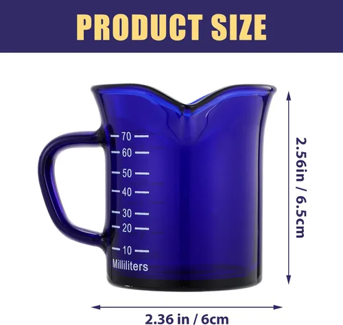 Miniatura 2 de Hemoton Taza medidora de vidrio 1 taza transparente mini taza medidora de líquido con asa para café leche crema uso cocina 2.55 x 2.36 x 2.36