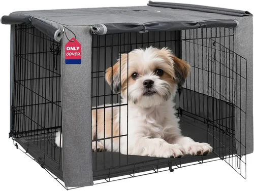 Miniatura 30 de HiCaptain - Cubierta de doble puerta para jaula de perro (para cajas de alambre de 24 30 36 42 48 pulgadas)