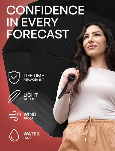 Miniatura 117 de REPEL Windproof Travel Umbrella - Compact & Withstands Winds up to 85MPH , Strongest Premium Auto Folding Umbrella for Rain and Sun - Durable, Light