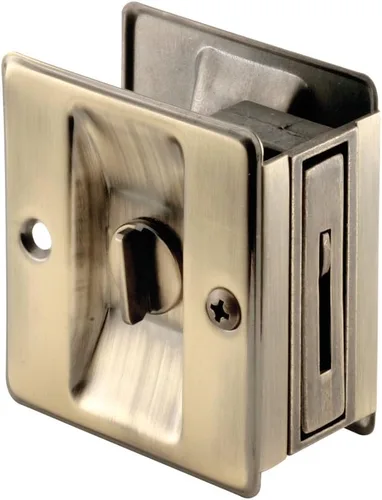 Miniatura 3 de Prime-Line 161495 - Cerradura de privacidad de latón pulido con cerradura de puerta de bolsillo para tirador (paquete individual)