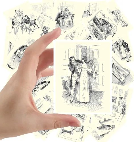 Miniatura 23 de Calcomanías grandes (24 piezas de 2.5 x 3.5 pulgadas), hermosas damas en vestido de seda, retratos victorianos, pintura de museo antiguo, póster