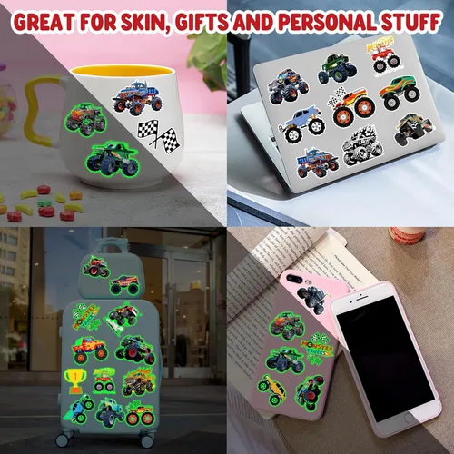 Miniatura 7 de 96 tatuajes temporales precortados de Monster Truck para niños, suministros para fiestas de cumpleaños, recuerdos y decoraciones súper lindos
