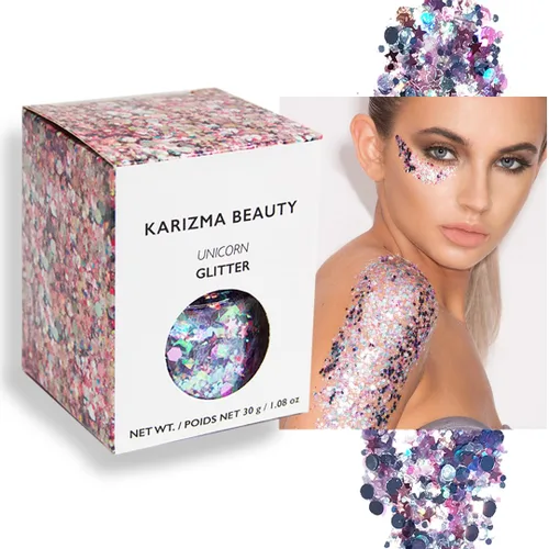 Miniatura 9 de KARIZMA Purpurina iridiscente. Cara gruesa, cabello, ojos y cuerpo de 1.06 oz para mujeres. Rave, accesorios para festivales, maquillaje cosmético.