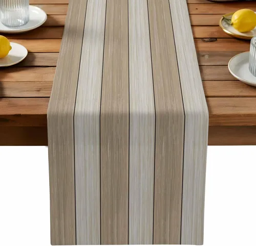Miniatura 43 de Ocean Hues Farmhouse - Camino de mesa de lino y algodón, estilo retro, con textura de madera de granero rústica, degradado, azul, gris, Azul
