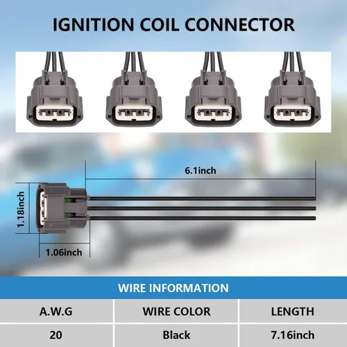 Miniatura 3 de Juego de 4 bobinas de encendido y conector hembra arnés de enchufe compatible con Infiniti Frontier Altima Versa Sentra NV200 Rogue FX50 QX60 QX70