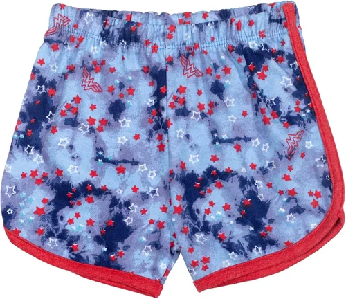 Miniatura 3 de DC Comics Conjunto de camiseta de la Liga de la Justicia Mujer Maravilla y pantalones cortos de delfín retro activo para bebés y niños grandes