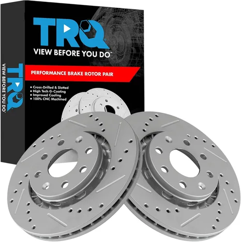 Miniatura 15 de TRQ Juego de rotores de freno de rendimiento trasero con revestimiento G premium compatible con Mazda 6 2014-2021