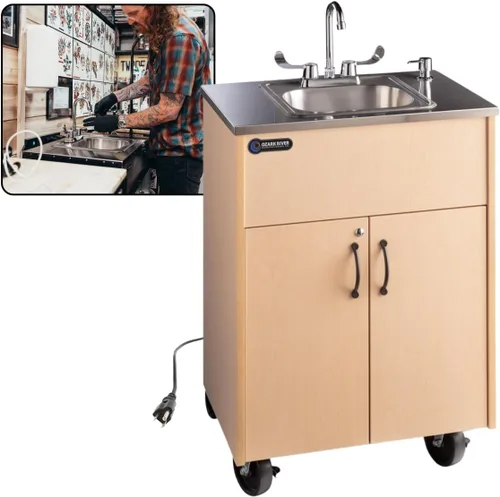 Miniatura 12 de Ozark River Portable Sinks Premier S1, encimera y lavabo de acero inoxidable laminado negro, fregadero autónomo, estación de lavado de manos