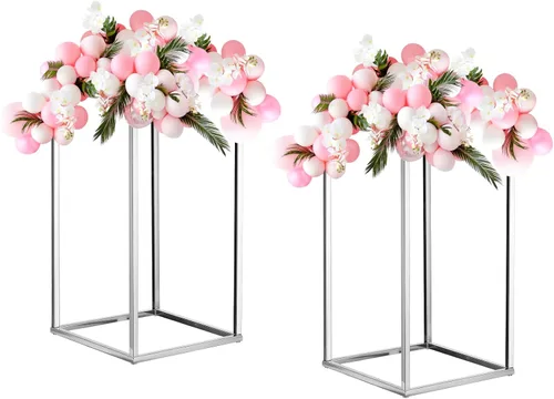 Miniatura 10 de MECCANIXITY Columna de jarrón de flores de boda, soporte de metal para flores de 15.7 pulgadas de alto, para decoración de bodas, fiestas, cenas