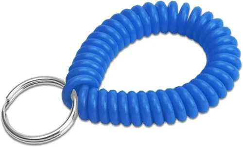 Miniatura 35 de Lucky Line - Resorte de muñeca en espiral de 2 pulgadas de diámetro con llavero de acero, multicolor, pulsera flexible para muñeca, se estira hasta