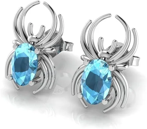 Miniatura 2 de Elegantes pendientes de plata esterlina 925 con forma de araña de Halloween Joyas de mujer de piedras preciosas naturales