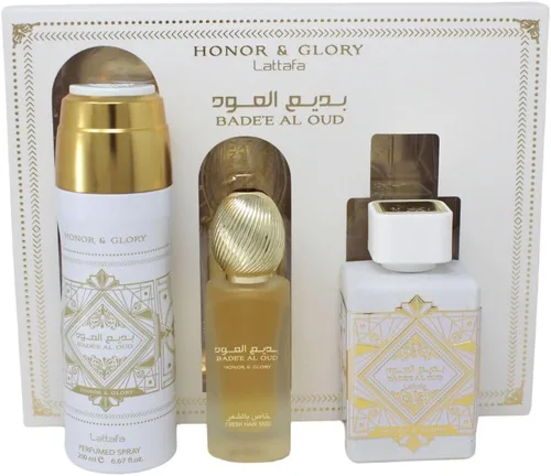 Miniatura 2 de Lattafa Badee Al Oud Honor & Glory 3.4 Edp M+1.7 Hair Mist+6.7 Body/Spray (128612)